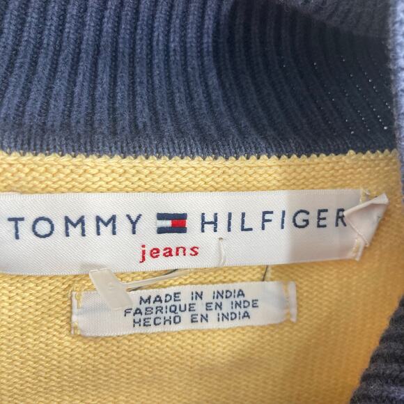 Vintage Y2K Tommy Hilfiger Yellow Crop Boxy Long Sleeve Shirt Medium - Picture 10 of 12